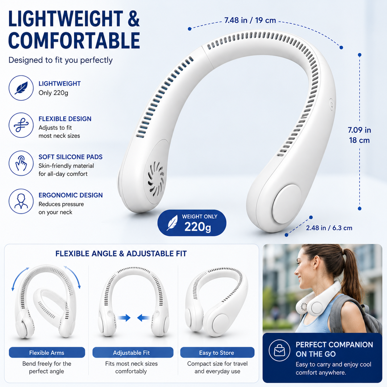 360° Cooling Neck Fan – Bladeless & Lightweight Design